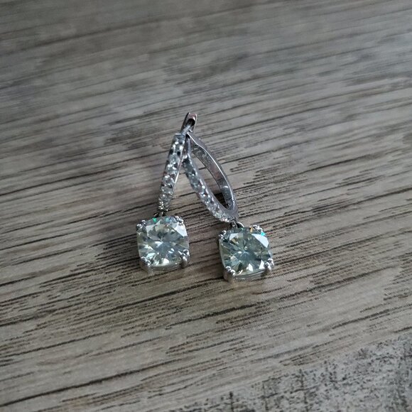 Jewelry - NWOT 3.24 Cttw White Moissanite Drop Earrings 14Kt White Gold Over Sterling